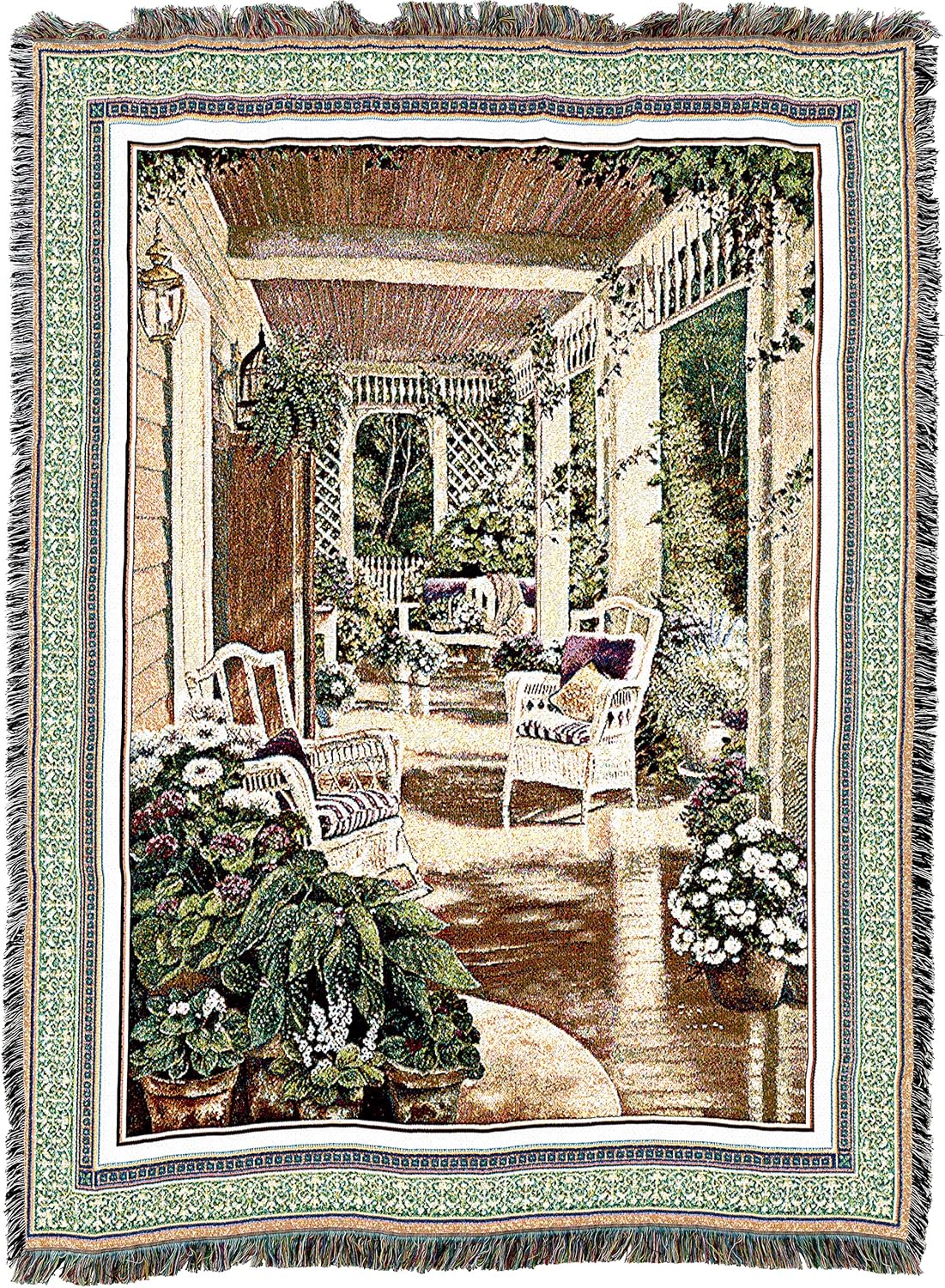 Pure Country Weavers Vintage Comfort Blanket by Betsy Brown - Garden Floral Gift Tapestry Throw Woven from Cotton - Made in the USA (72x54)
