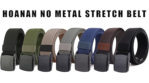 HOANAN 2-Pack Elastic Stretch Belt, Men's All Size No Metal Nylon