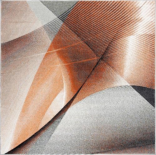 Miniatura 2 de SAFAVIEH Hollywood Collection - Alfombra cuadrada de 4 pies, diseño moderno de mediados de siglo, no desprende pelusa y de fácil cuidado, ideal para