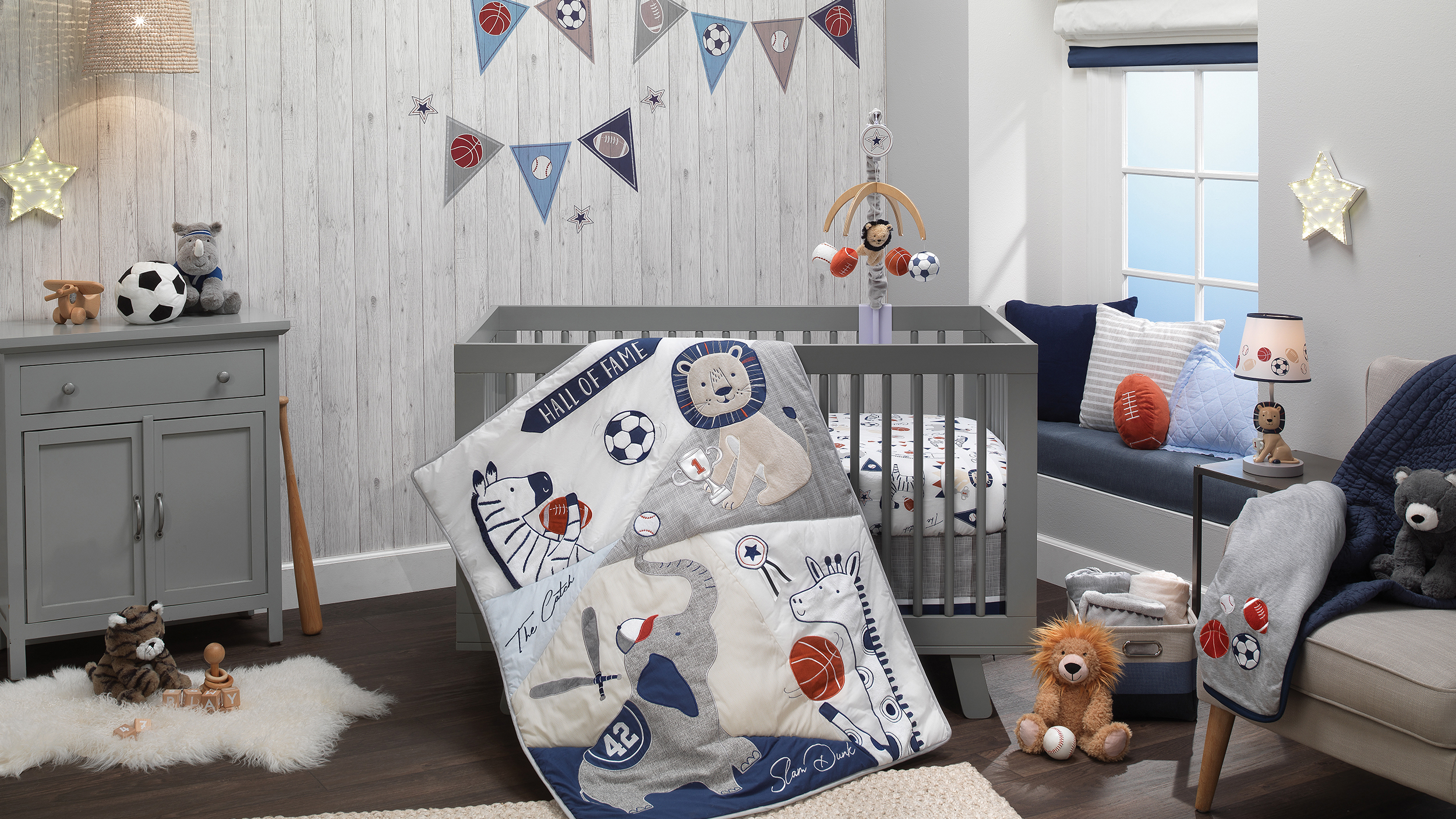 Amazon.com: Lambs & Ivy Hall of Fame Sports Animals 5-Piece Crib