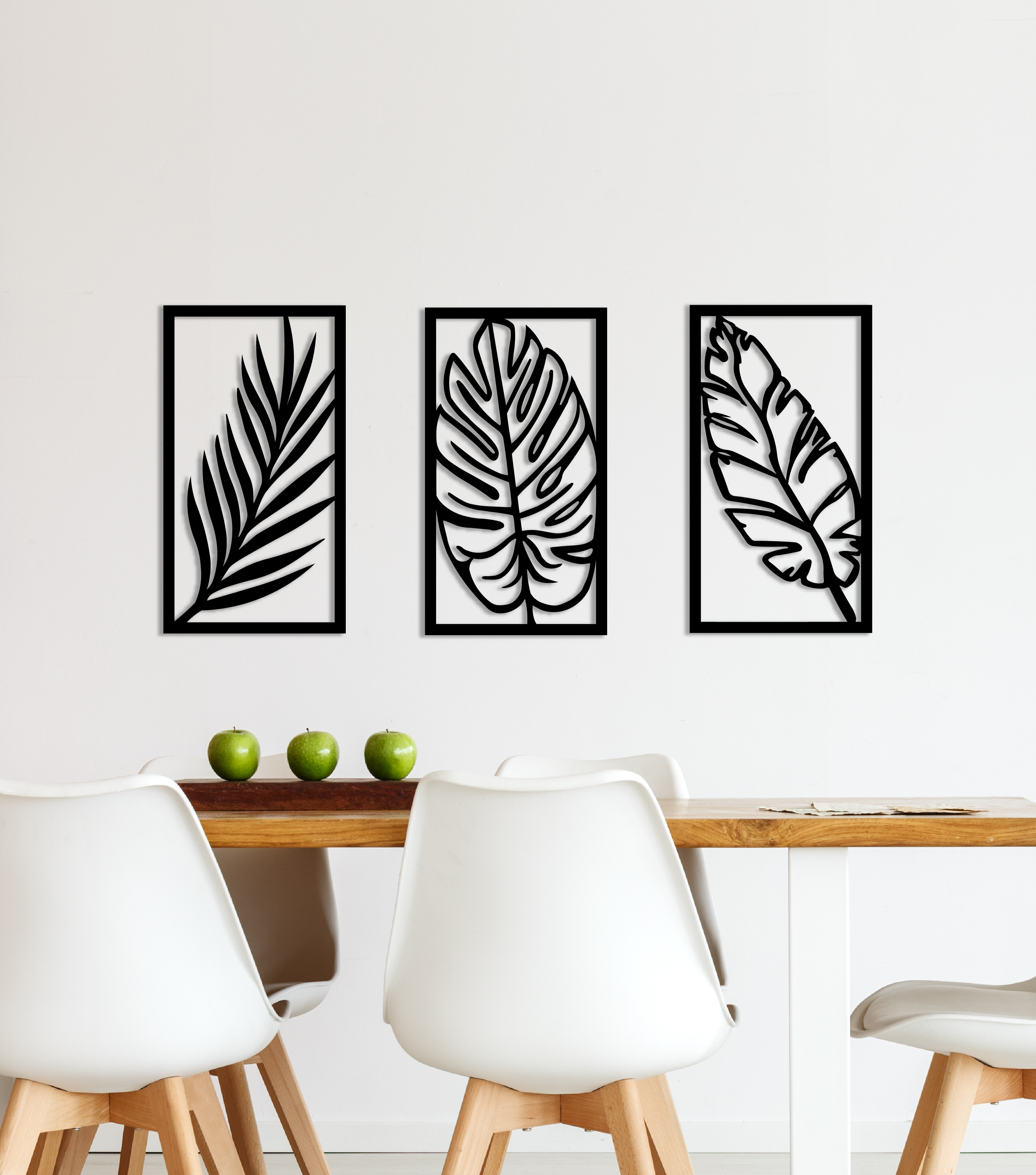 Watch Set of 3 Leaf Metal Wall Art, Tropical Leaves Wall Decor, on ...