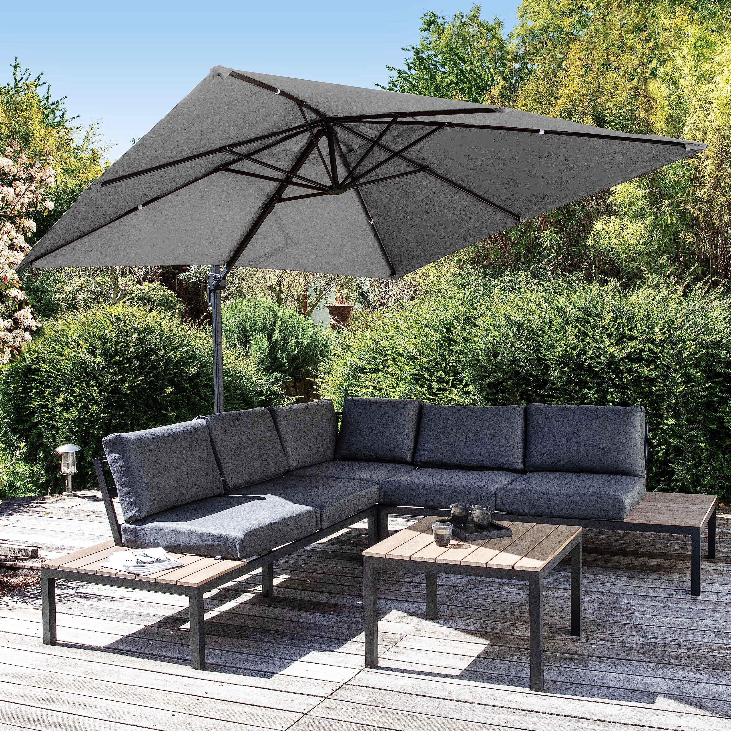 Oviala Toile pour Parasol déporté 3x3m Anthracite