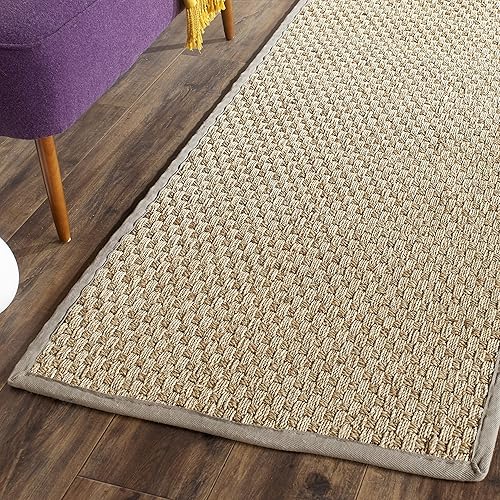 Vista 86 de SAFAVIEH Natural Fiber NF114A - Alfombra de hierba marina, tejido de canasta, con borde, para zonas de alto tráfico, sala de estar, dormitorio, 2