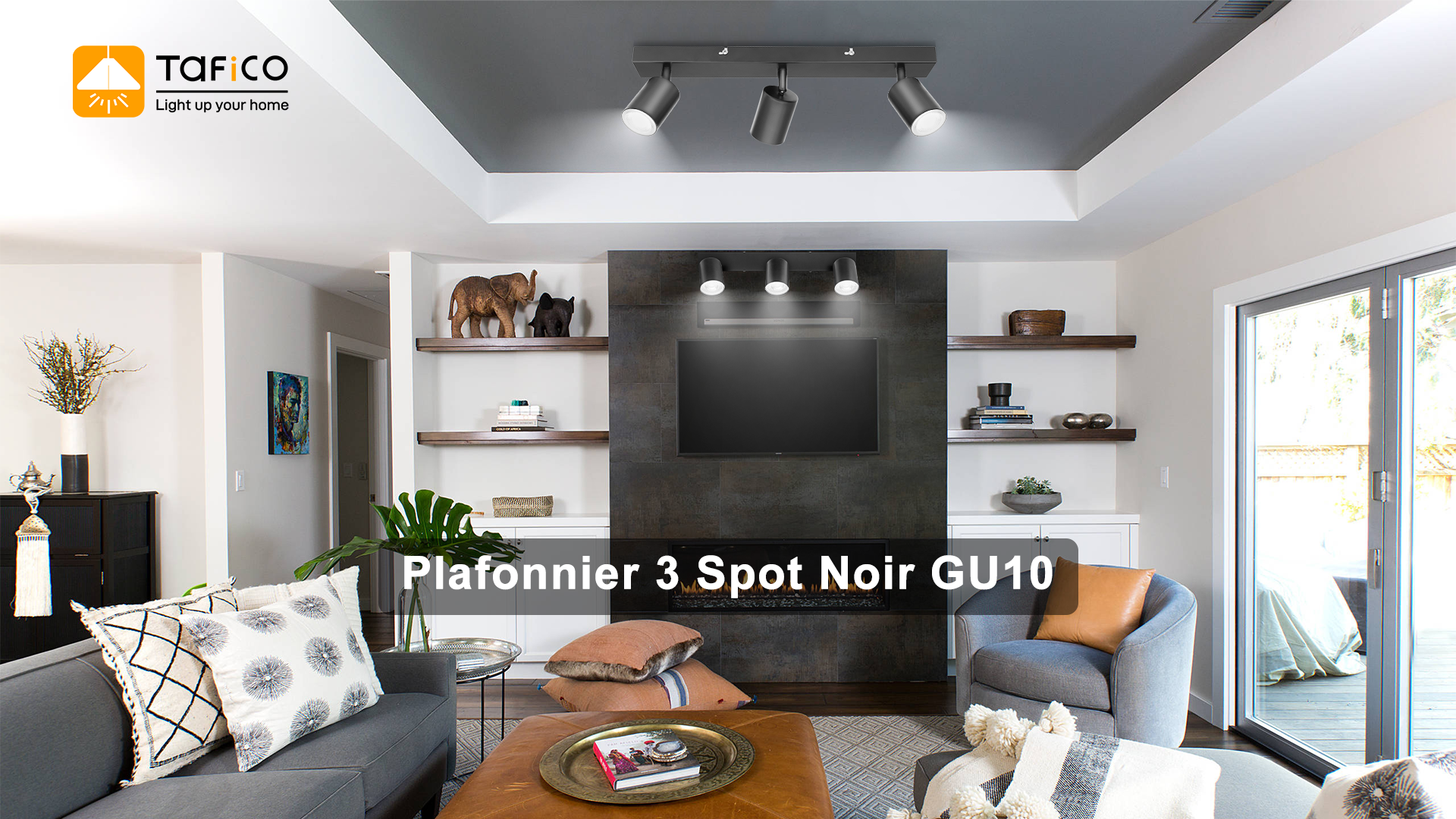 TaFiCo Spot Plafond LED 3 Spots Orientables Blanc - Plafonnier GU10 Moderne Pour Salon Cuisine