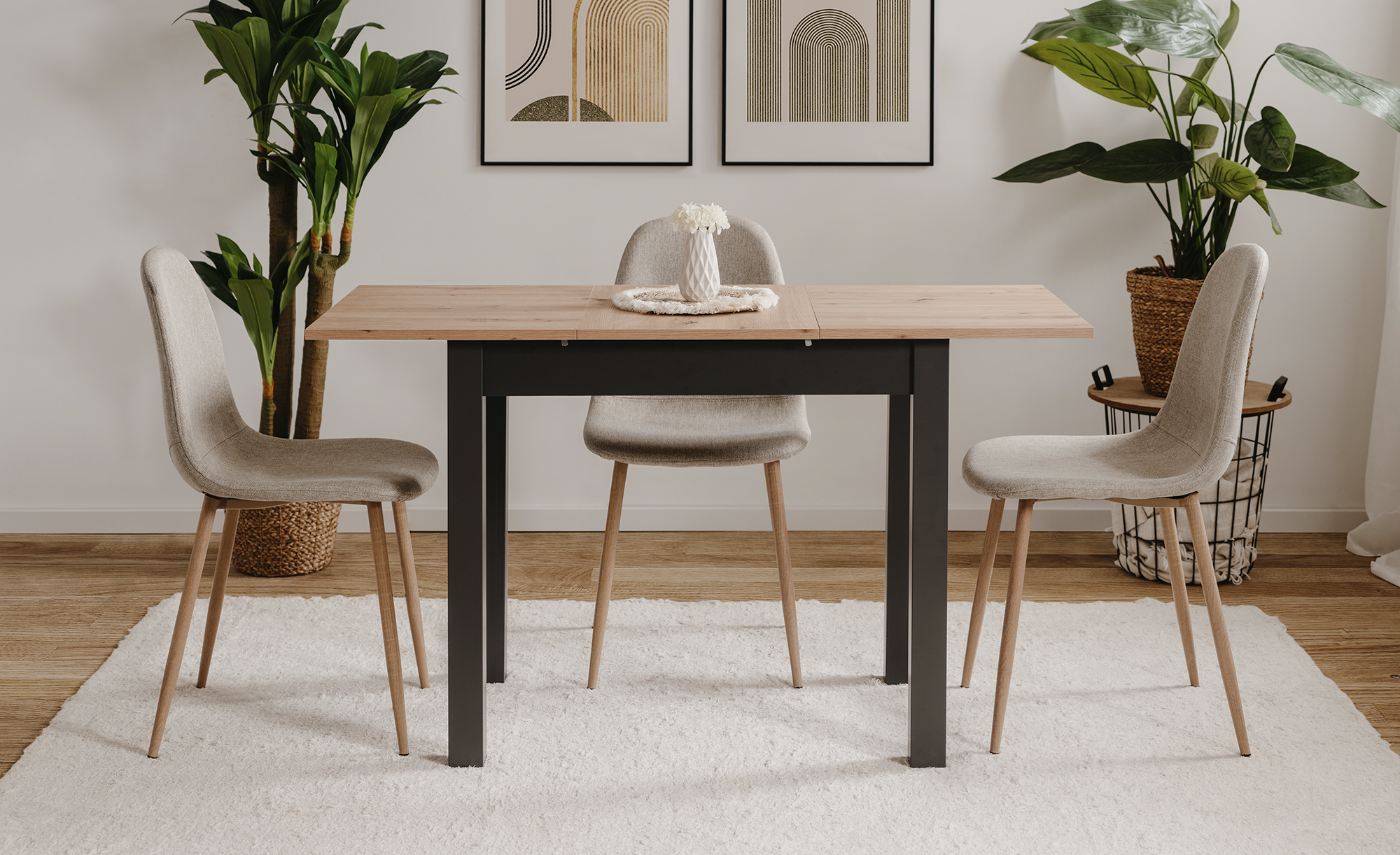 smart Esstisch 140x80 cm Asteiche, Küchentisch ausziehbar bis 180 cm, Esszimmertisch aus Holzwerkstoff inkl. erweiterbare Auszugsplatte, moderner Tisch für bis zu 8 Personen Küche, Haushalt & Wohnen