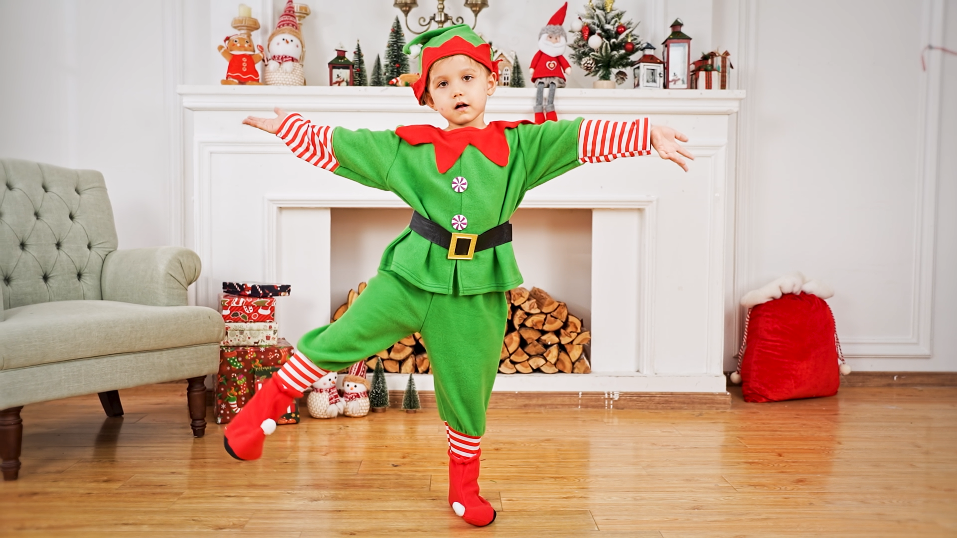 Disfraz completo de duende navideño para niños Geyoga miniatura 7