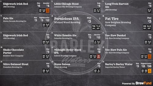 BrewFund Beer Menus