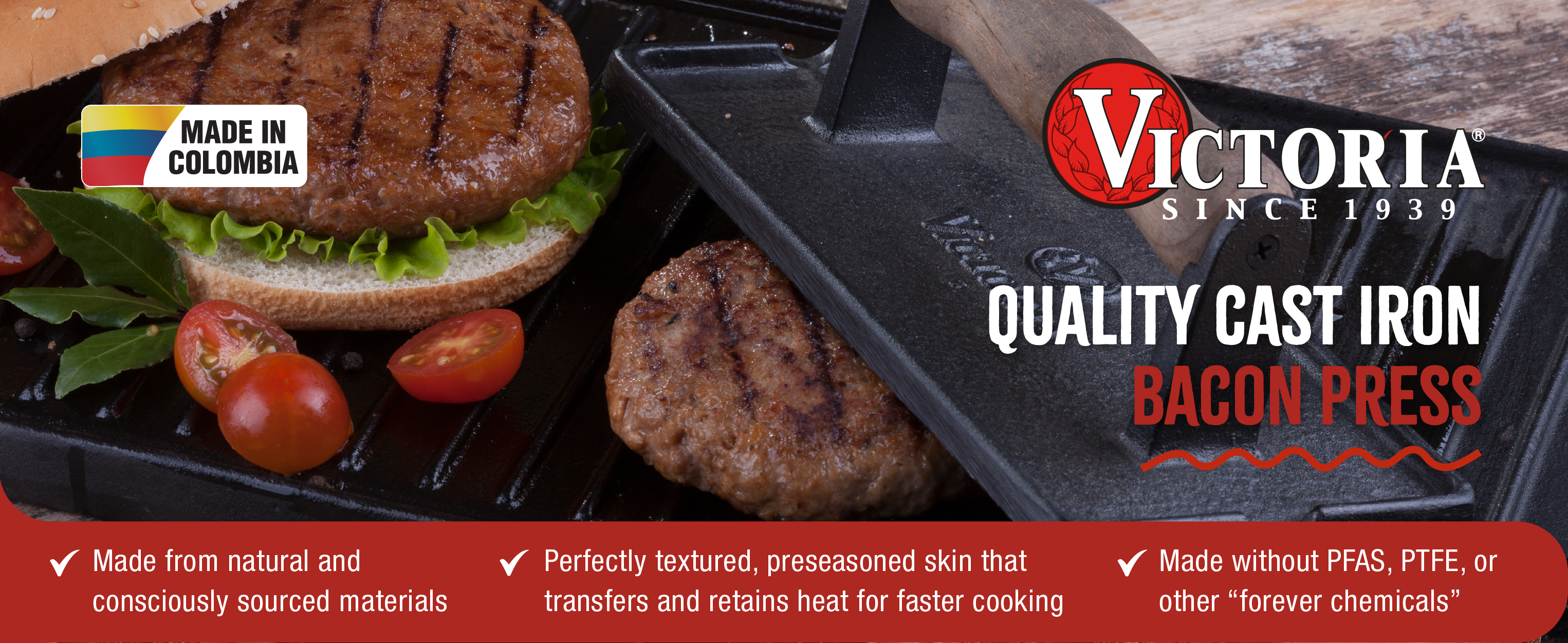 Amazon.com: Victoria Cast Iron Panini Press, Burger Press, Bacon