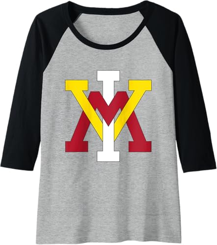 Miniatura 3 de Camiseta de béisbol raglán con licencia oficial de VMI Keydets Icon, Negro -