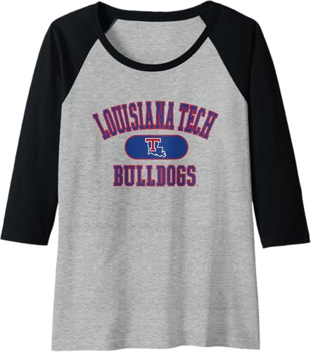 Miniatura 7 de Louisiana Tech Bulldogs Varsity Logo - Camiseta de béisbol raglán con licencia oficial, Negro - Negro/Blanco,Jaspeado Oscuro/Blanco,Jaspeado
