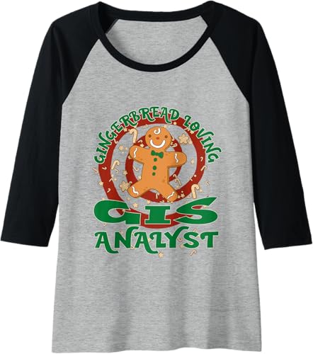 Miniatura 10 de GIS Analyst Job Gingerbread Funny Xmas Raglan Baseball Tee