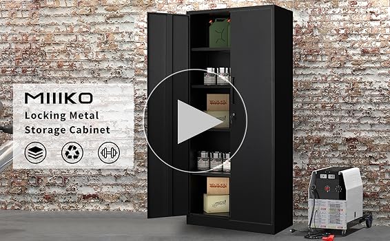 mikio★　PT BLK 36 MIIIKO Metal Storage Cabinet with Locking Doors, White