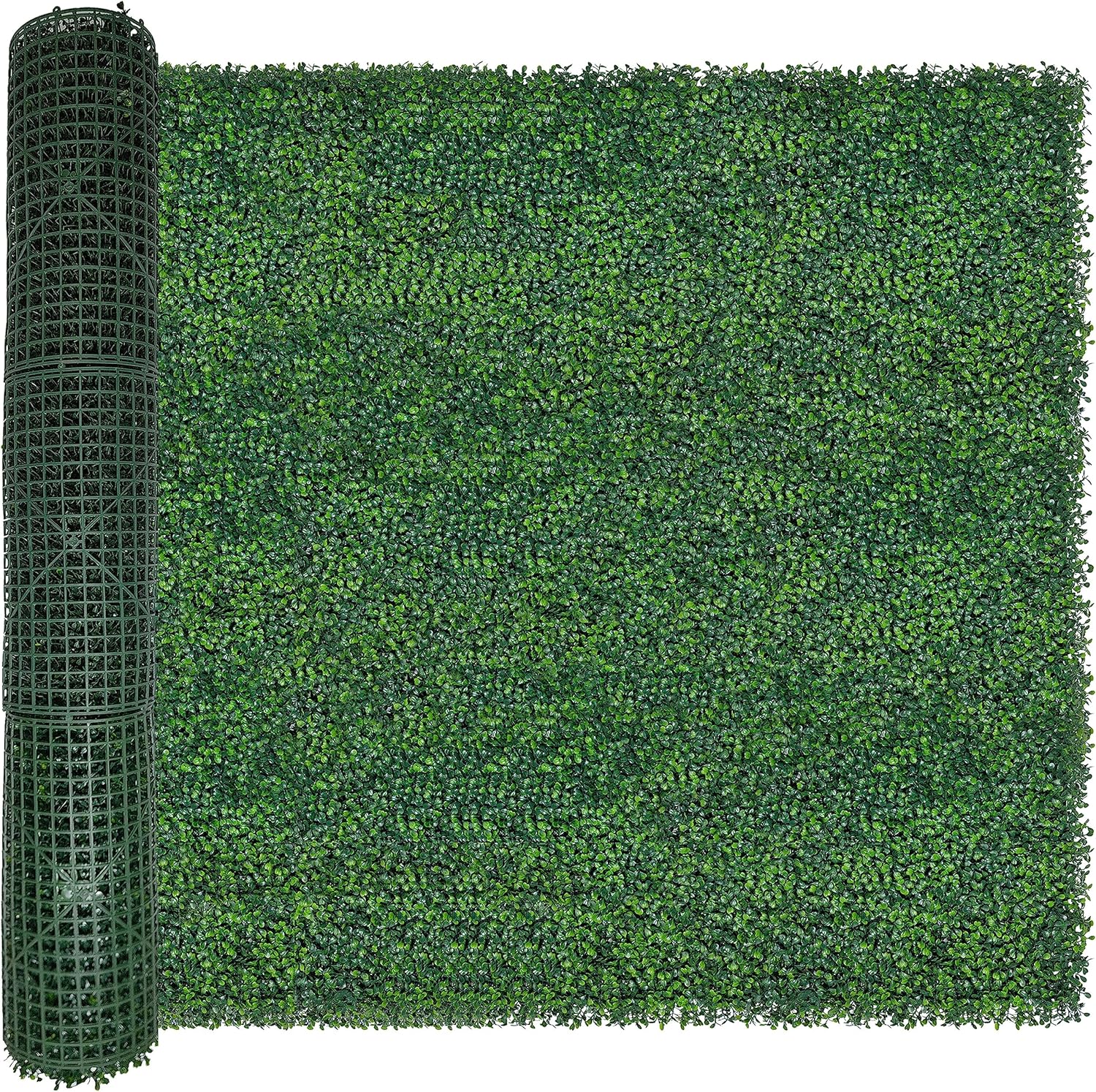artificial boxwood roll,48x120 in (40 sqft) uv-anti faux ivy boxwood hedge leaf grass wall for patio balcony privacy, garden, backyard greenery wall backdrop and fence decor boxwood 48x120 in