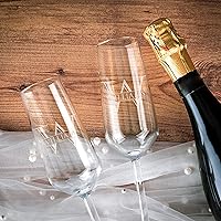 Vista 8 de Copas de champán personalizadas para novia y novio, juego de 2, 9 diseños, copas de champán para compromiso con nombres y fecha, corazones