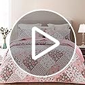 Whale Flotilla Reversible Patchwork Quilts Full Queen Size, Lightweight Boho Printed Bedspreads Coverlets Quilt Bedding Set with 2 Pillow Shams for All Seasons, Light Green