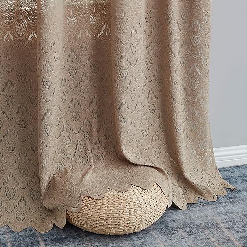 Miniatura 10 de HLC.ME - Paños de cortina decorativos Monaco de primer nivel suaves traslúcidos con agujero para barra tratamiento de ventanas para dormitorio y