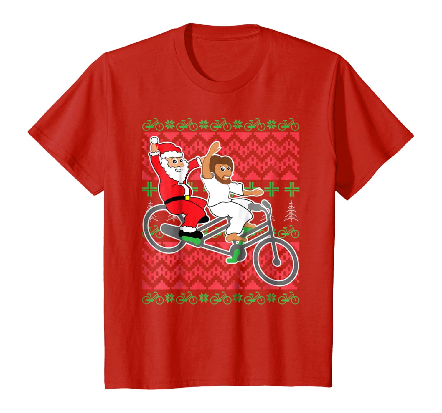 Amazon Com Bearded Besties Ugly Christmas Sweater Jesus Santa Rid Shirt Clothing