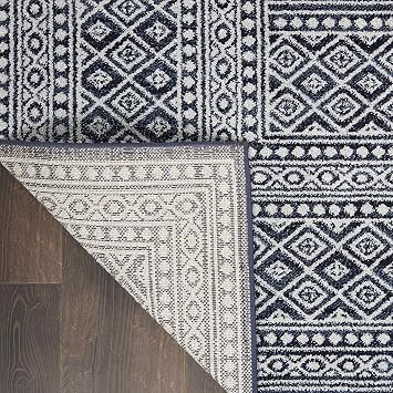 Nourison Royal Moroccan Distressed Bohemian Navy/Grey 3' x 5' Area Rug (3'x5'), NAVGY