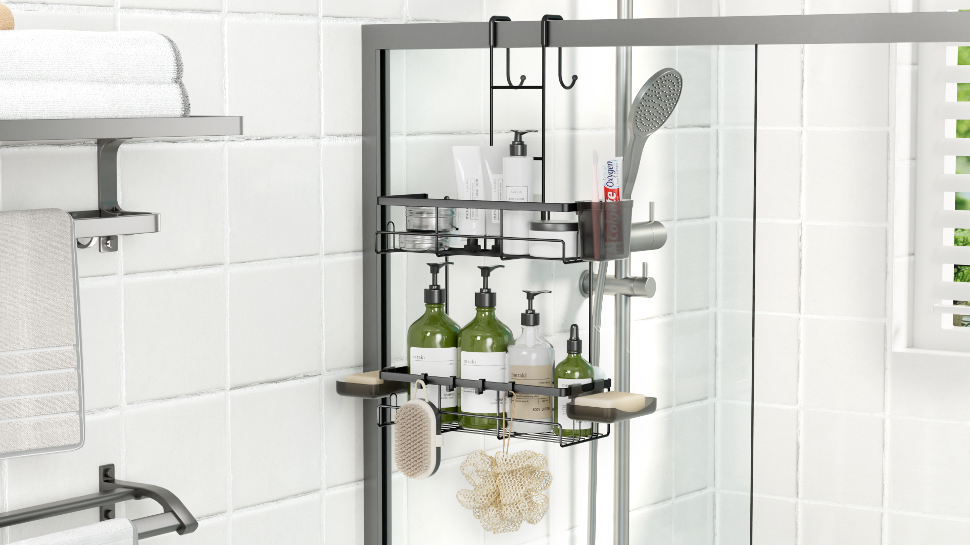 Amazon.com: Aitatty Over the Door Shower Caddy Hanging: Black