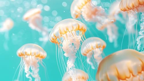 Jellyfish Screensaver: Underwater HD Colorful Neon Glowing Jellyfish Videos, Relaxing Music, and Tra