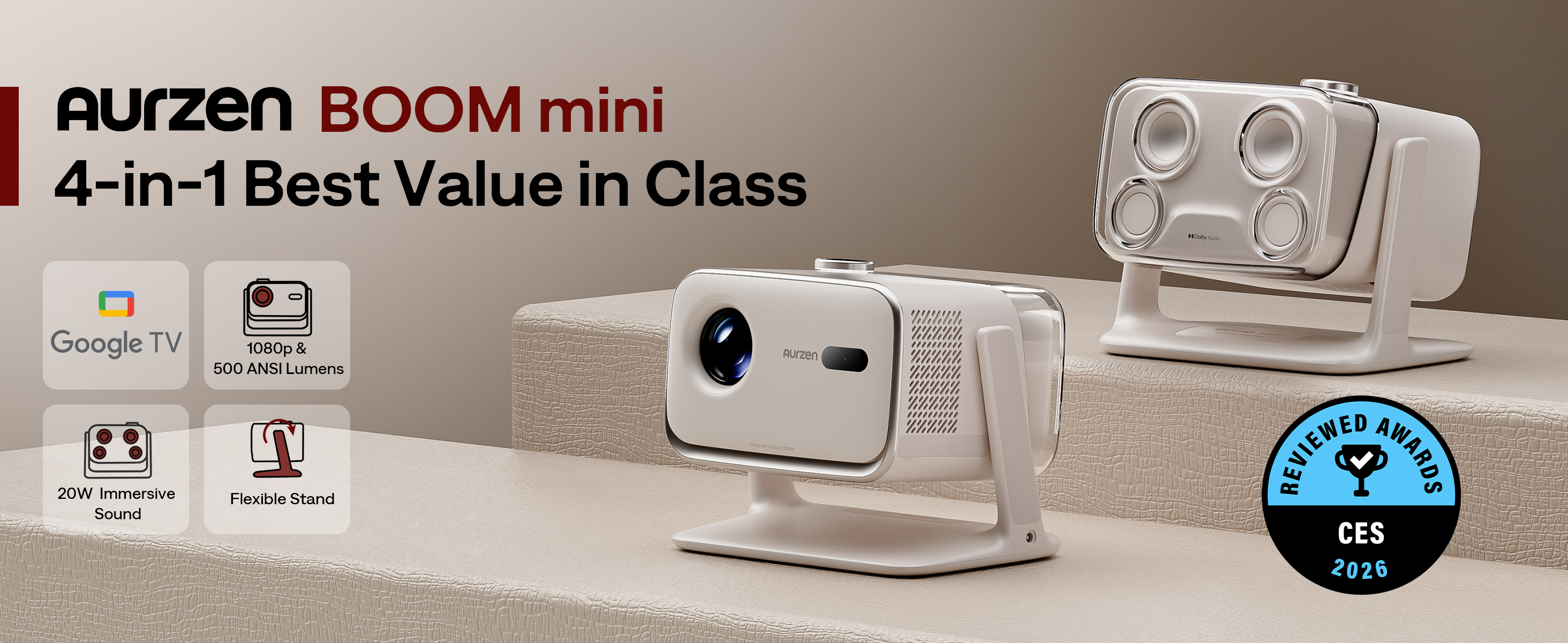 Amazon.com: Aurzen BOOM mini Google TV Outdoor Smart Projector