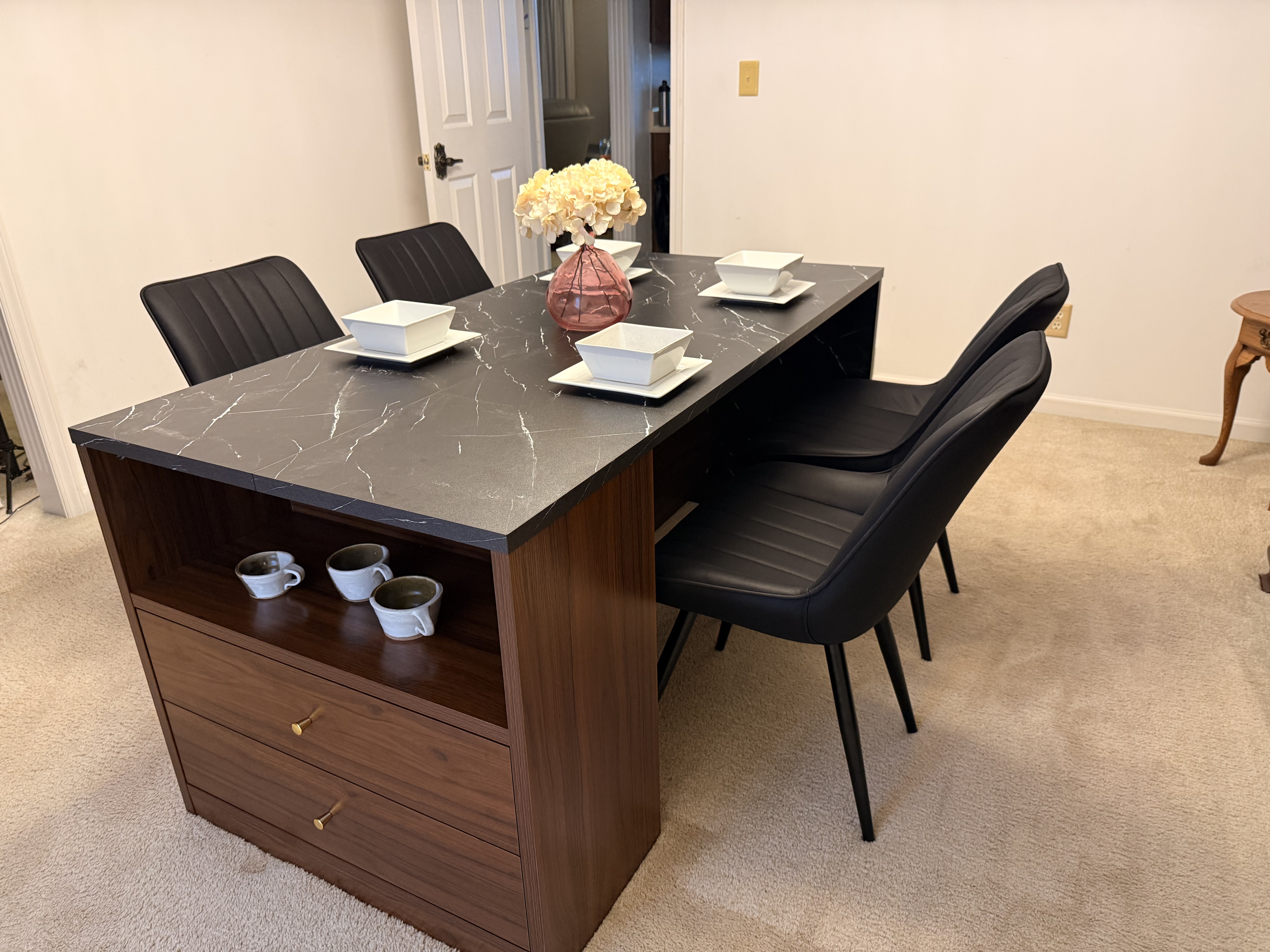 Modern Stylish Dining Table with Hidden Storage &amp; Lights