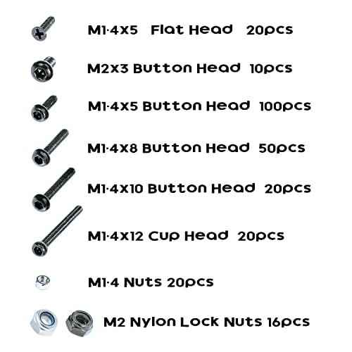 RampCrab Linsenkopfschrauben-Set für SCX24 AX24 RC-Auto, 372-teilig, mit Werkzeug, Schrauben aus gehärtetem Stahl der Güteklasse 12.9, Lager und Schrauben mit Box für 1/24 RC-Auto SCX24