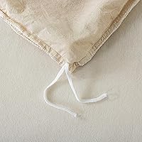 Vista 6 de Softta Juego de funda de edredón de 3 piezas, tamaño matrimonial, color caqui claro, juego de ropa de cama con flecos de pompones, 100% algodón