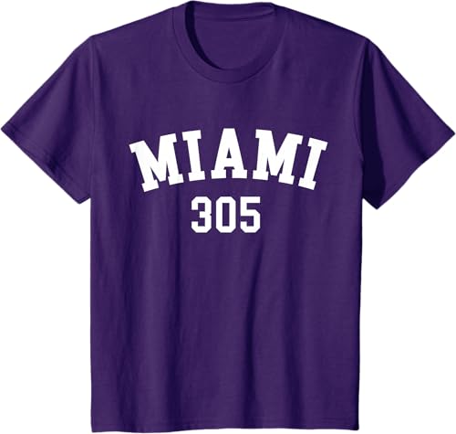 Miniatura 7 de Miami 305 USA American College Font T-Shirt Negro,Azul Marino,Azul Pastel,Arándano,Rojo,Plateado,Hierba,Verde Kelly,Marrón,Verde Oliva,Jaspeado