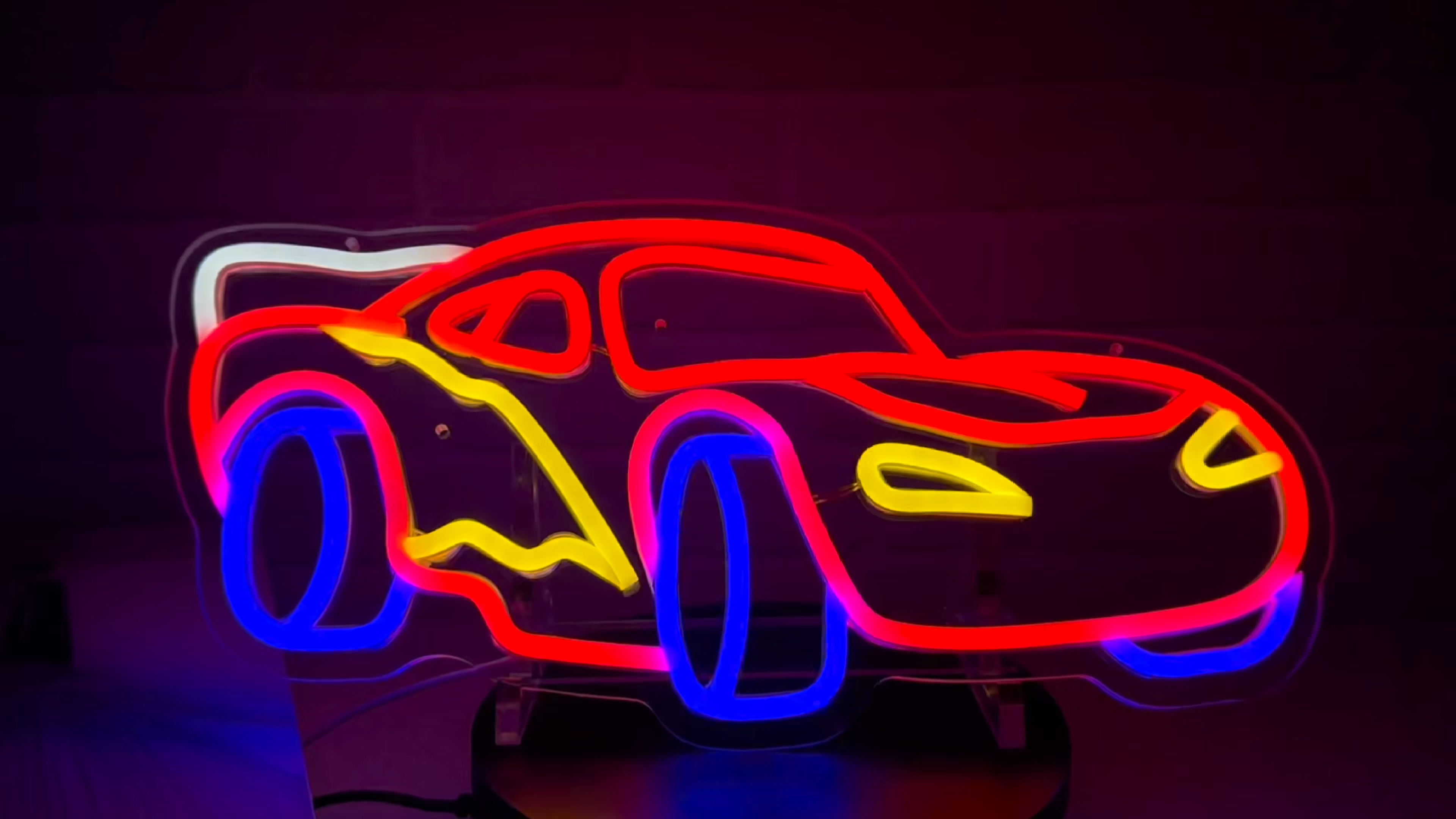 Car Neon Sign for Wall Decor Dimmable Racing Car Neon Sign Led