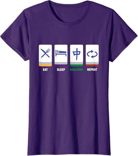 Miniatura 7 de Camiseta Mahjong Lover Eat Sleep Mahjong Tiles Negro S