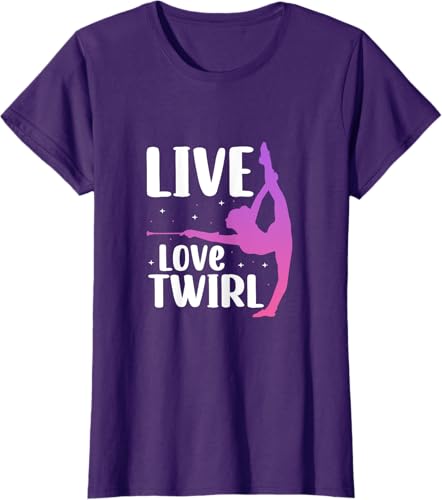 Miniatura 45 de Twirl Baton Twirling Twirler Majorettes T-Shirt Black,Navy Blue,Asphalt Grey,Baby Blue,Cranberry Red,Red,Kelly Green,Brown,Olive Green,Dark Heather