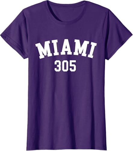Miniatura 73 de Miami 305 USA American College Font T-Shirt Negro,Azul Marino,Azul Pastel,Arándano,Rojo,Plateado,Hierba,Verde Kelly,Marrón,Verde Oliva,Jaspeado