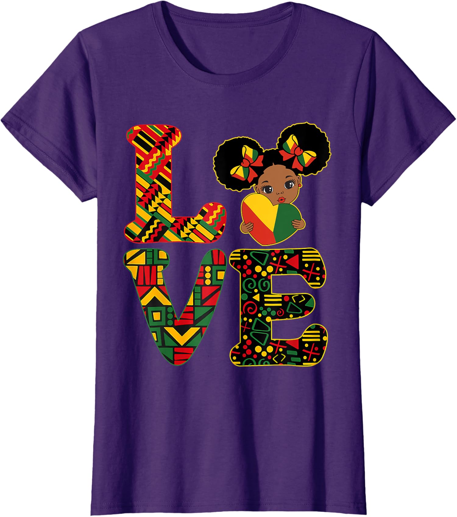 LOVE Black History Month Strong African Support Ladies' Crewneck T-Shirt - Picture 8 of 9