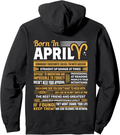 Born In April Aries Funny Birthday Gift Pullover Hoodie