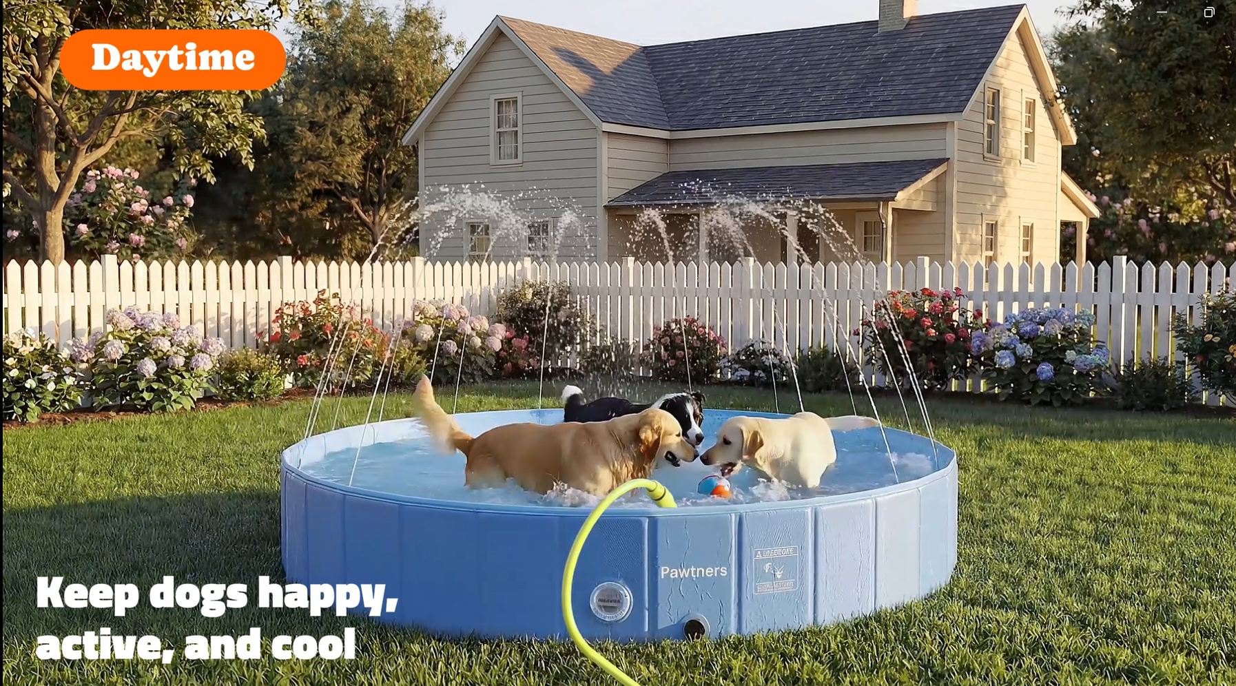 Amazon.com: Pawtners Foldable Dog Pool with Sprinkler & RGB LED