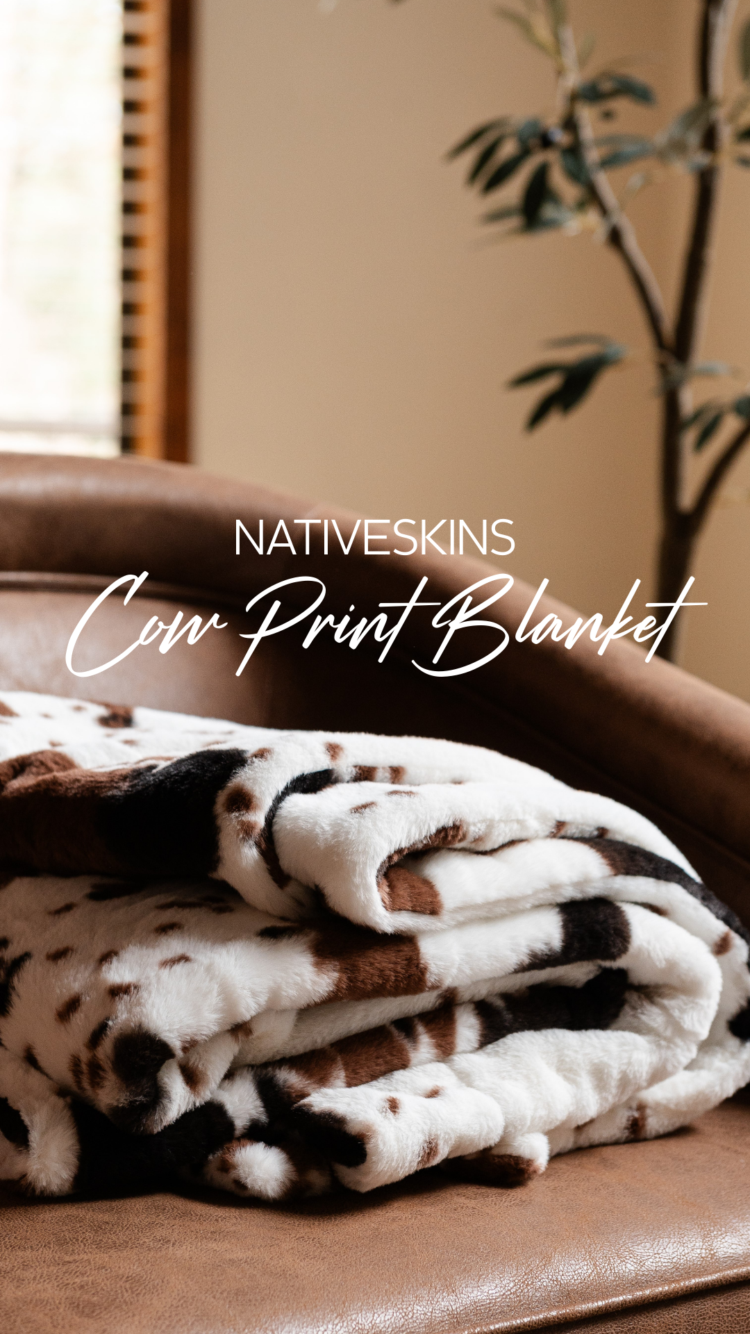 NativeSkins Faux Cowhide Throw Blanket (5.0 x 6.7 ft) - Faux Fur