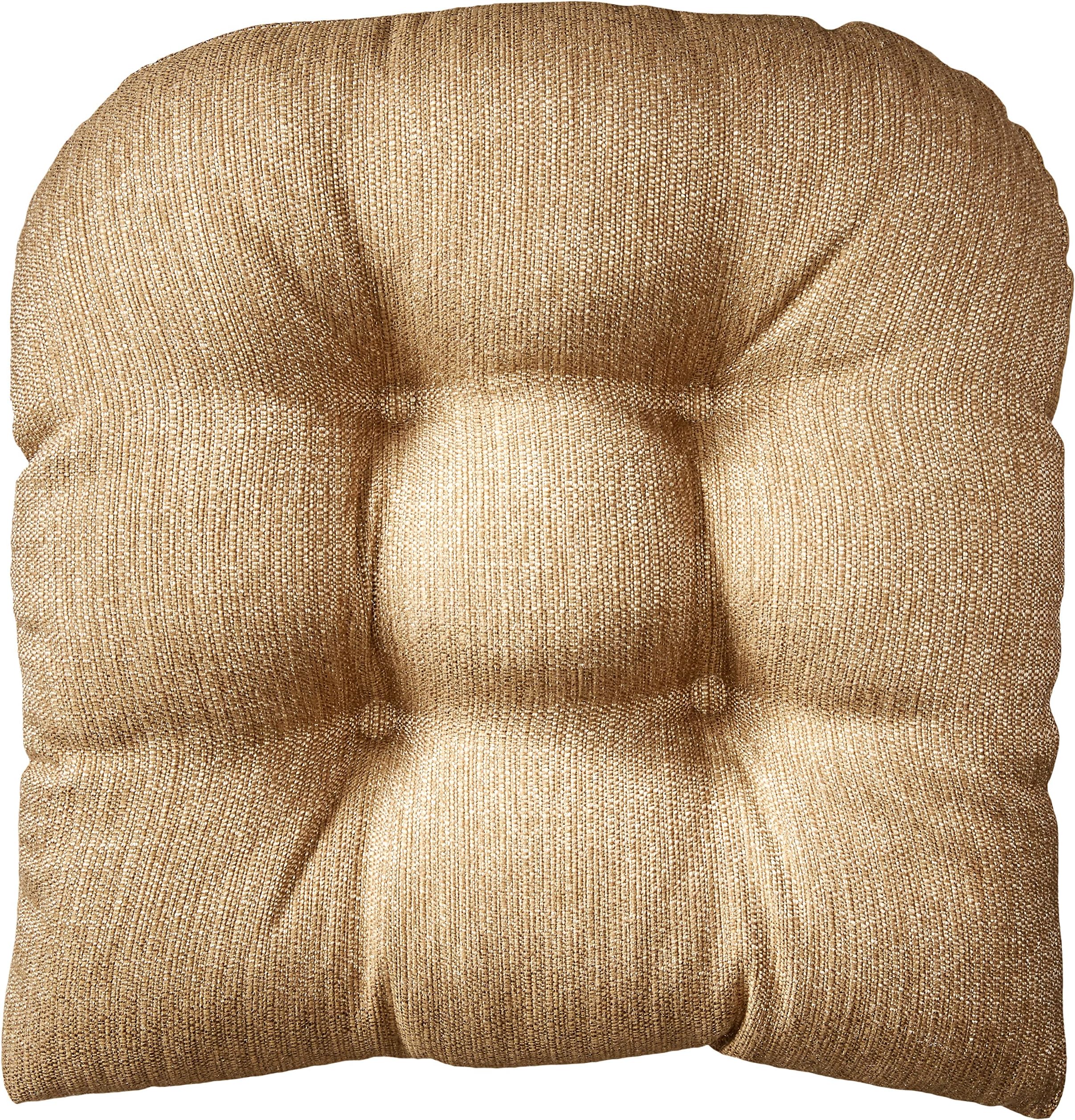Klear Vu Gripper Non-Slip Omega Tufted Universal Chair Cushion, 17" x 17", Gold