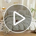 ECOCOTT 3 Pieces Duvet Cover Set with Vintage Green Leaves Pattern 100% Natural Cotton Cozy Simple Style Bedding Set (Queen Size)