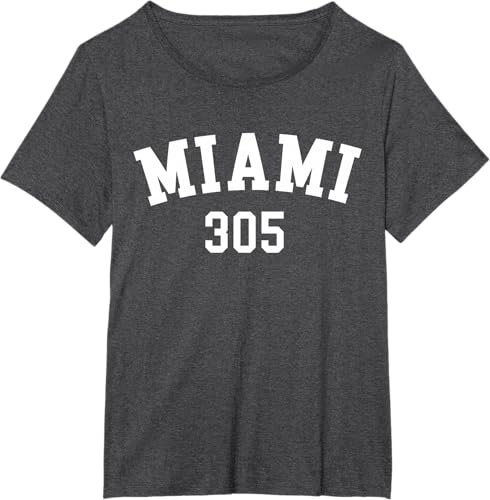 Miniatura 11 de Miami 305 USA American College Font T-Shirt Negro,Azul Marino,Azul Pastel,Arándano,Rojo,Plateado,Hierba,Verde Kelly,Marrón,Verde Oliva,Jaspeado