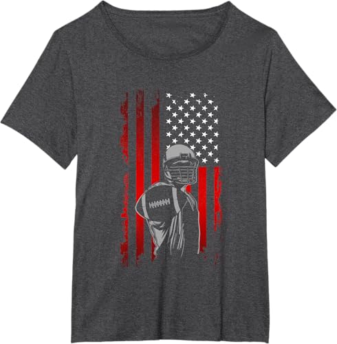 Miniatura 9 de American Football T-Shirt Black,Navy Blue,Asphalt Grey,Baby Blue,Grass Green,Dark Green,Brown,Olive Green,Lemon Yellow,Dark Heather Grey,Heather