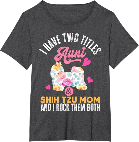 Miniatura 10 de I Have Two Titles Aunt and Shih Tzu Mom | Funny Dog Men Women T-Shirt Black,Navy Blue,Asphalt Grey,Cranberry Red,Red,Kelly Green,Dark Heather