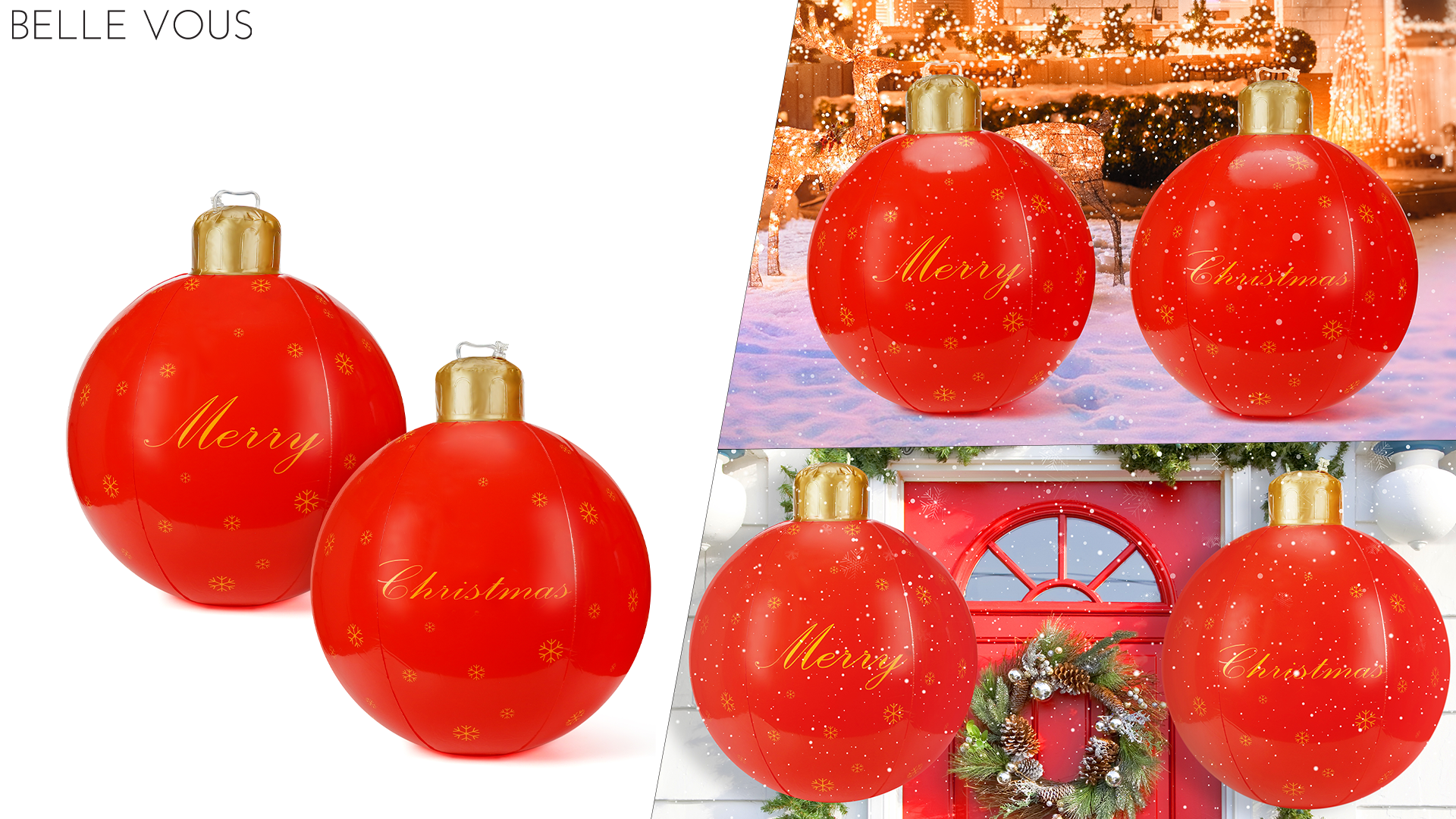 60cm Boule de Noël,Boule de Noël Geante Gonflable Décoration,Boule de