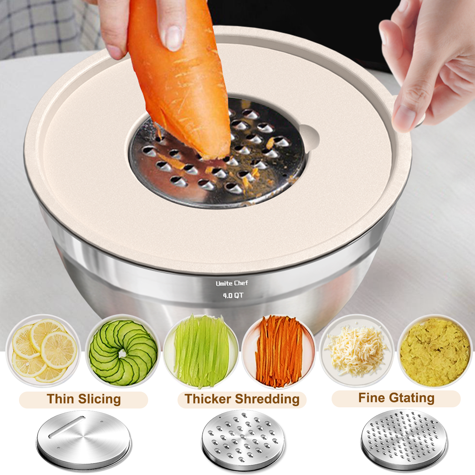 Amazon.com: Umite Chef Mixing Bowls with Airtight Lids Set, 8PCS