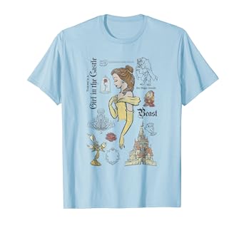 Image result for Disney Beauty And The Beast Characters Sketched T-Shirt