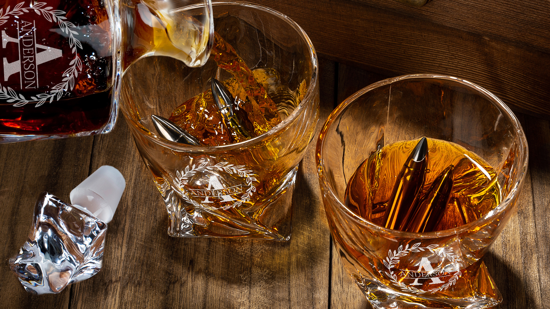 その他 ICE LIQUID Artist Whisky Collection Set Amazon.com | Personalized Twisted Whiskey Decanter and 6 XL Stones