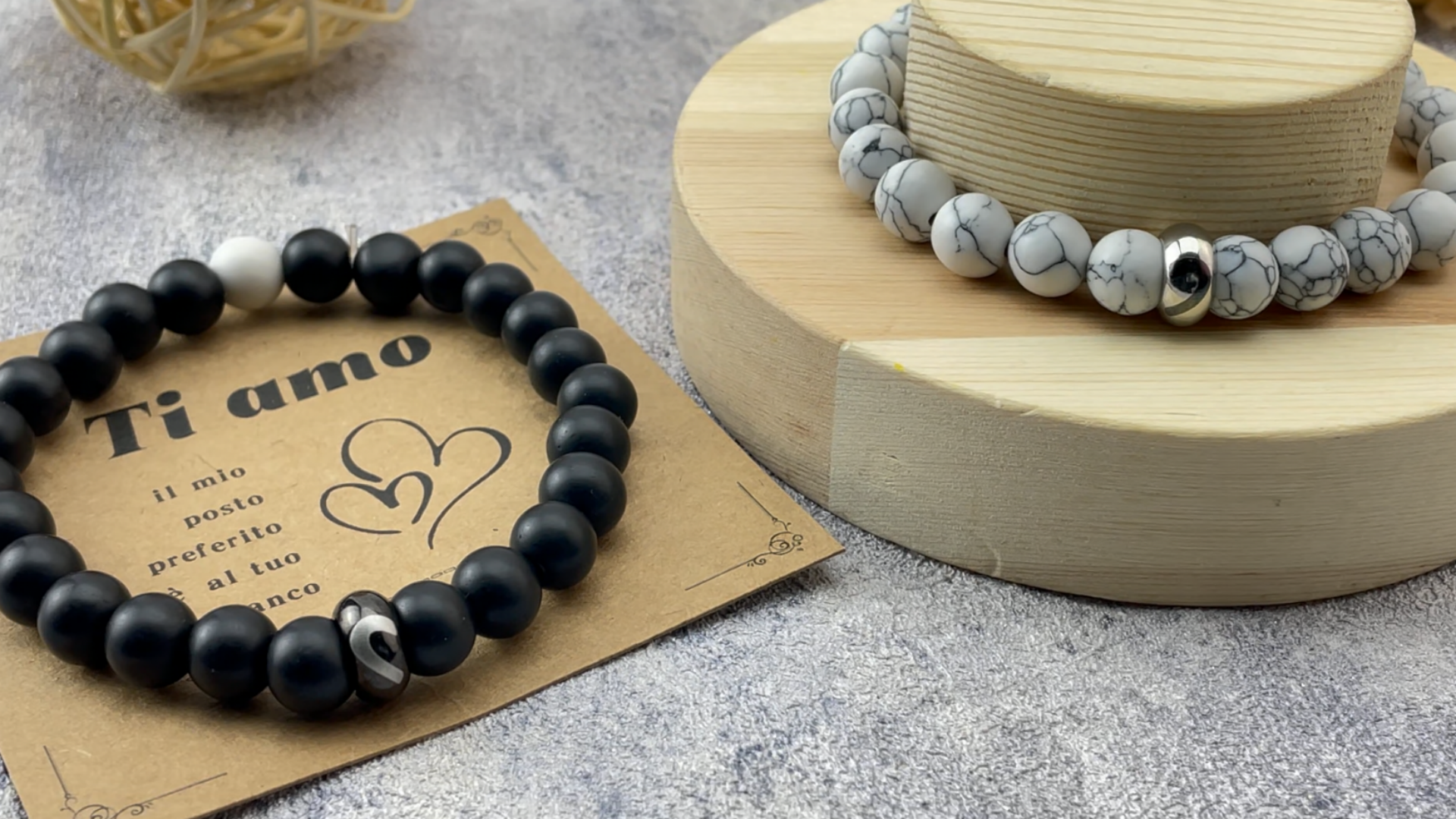 Bracciali Di Coppia Con Messaggio - Regalo Per Fidanzati, San Valentino O Anniversario, Con Pietre E Biglietto - Foto 4