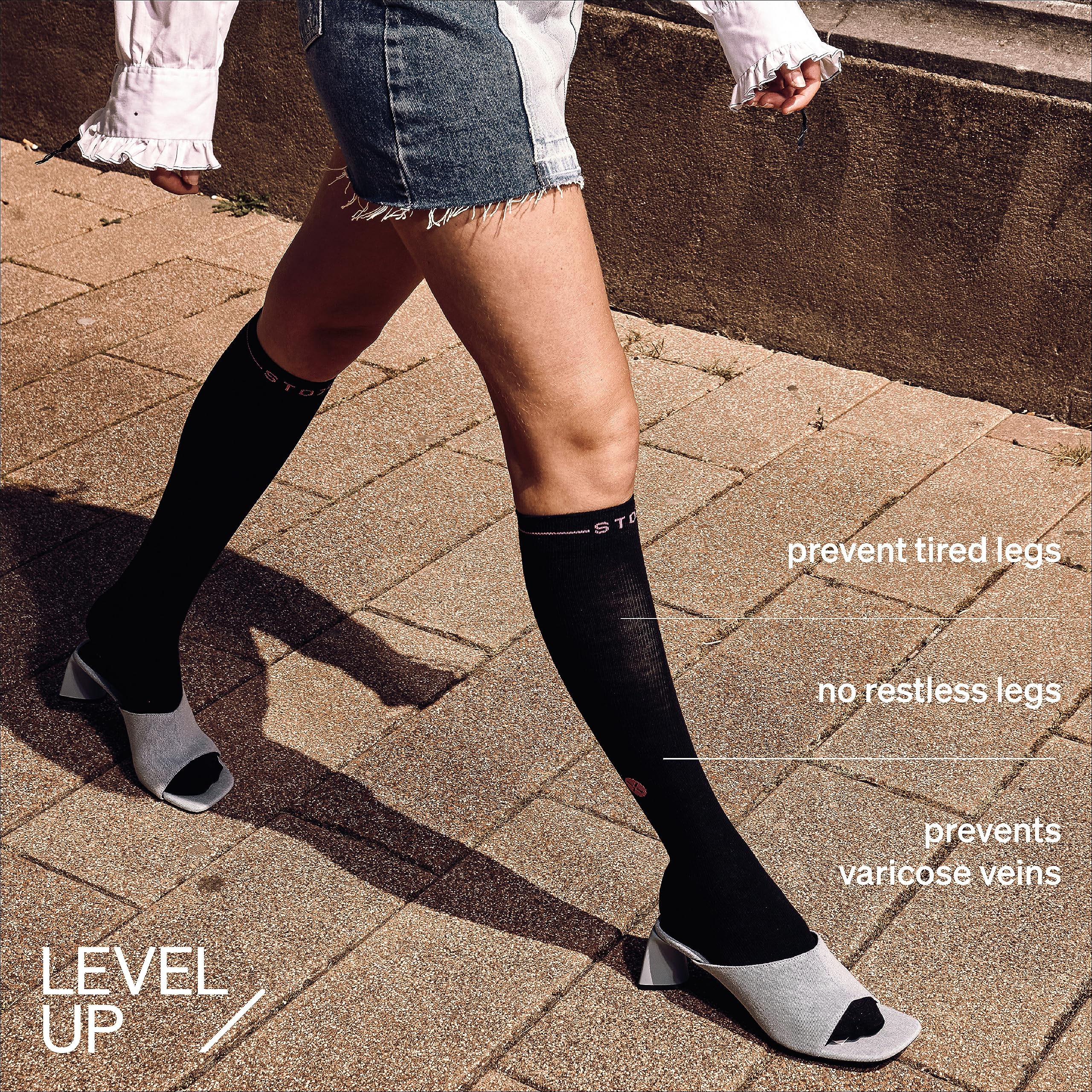 STOX Energy Socks | Chaussettes femme | Chaussettes de compression qualité supérieure | Chaussettes de confort en laine mérinos | Soulage les jambes fatiguées, douloureuses, gonflées |