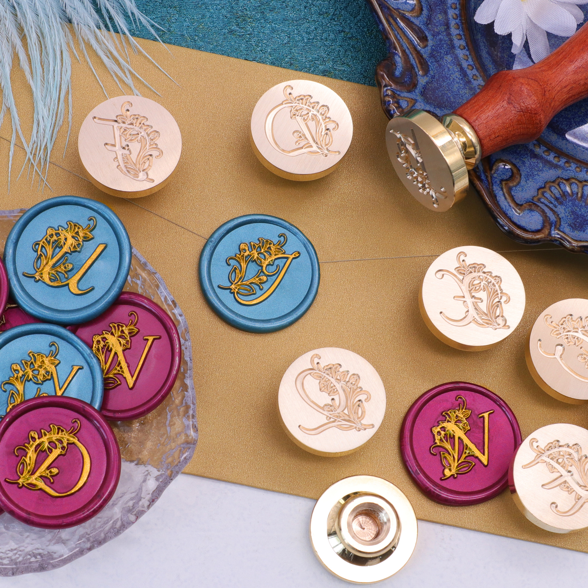 まさしの様 Watch Taoskai Vintage Rose Initial Alphabet Letter Wax Seal Stamp