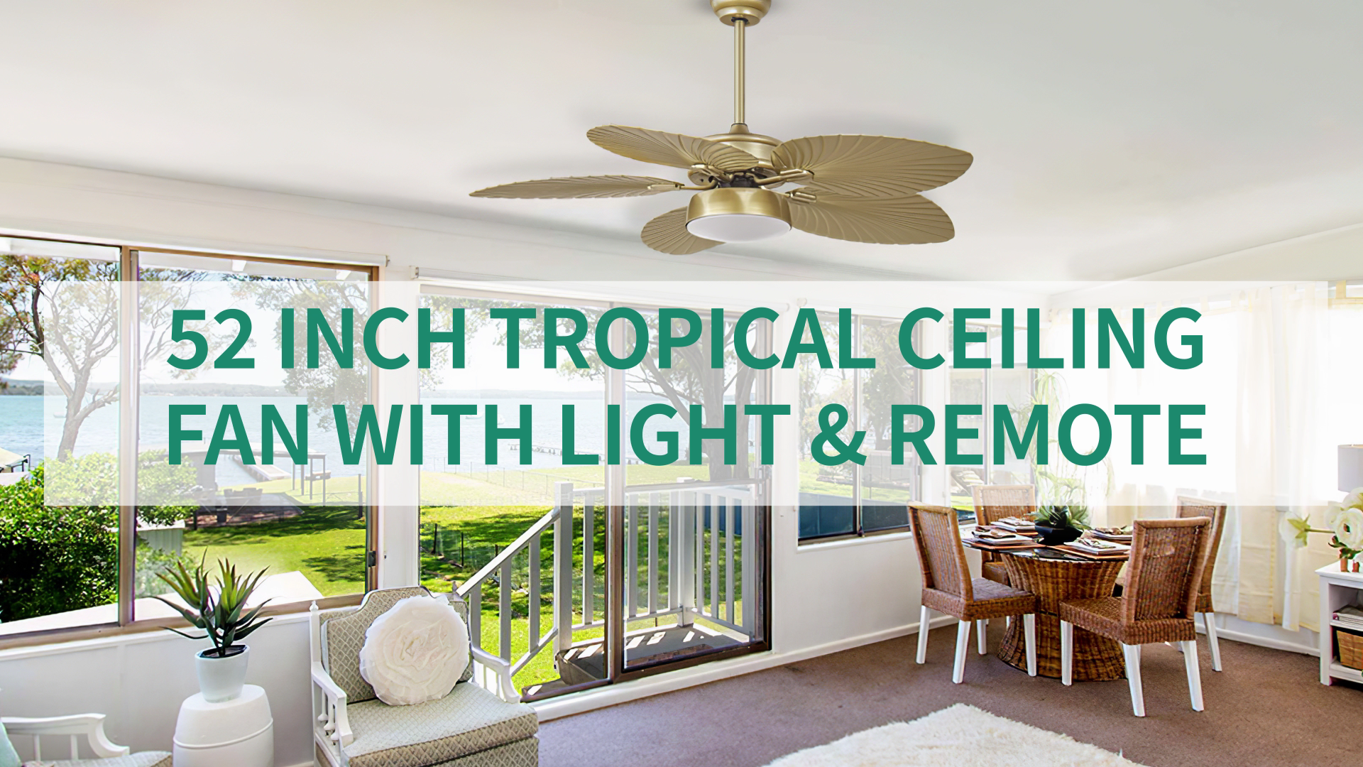 Tamme(タム)TROPICAL WOOLMK40 YITAHOME Tropical Ceiling Fan with LED Light and Remote, 52